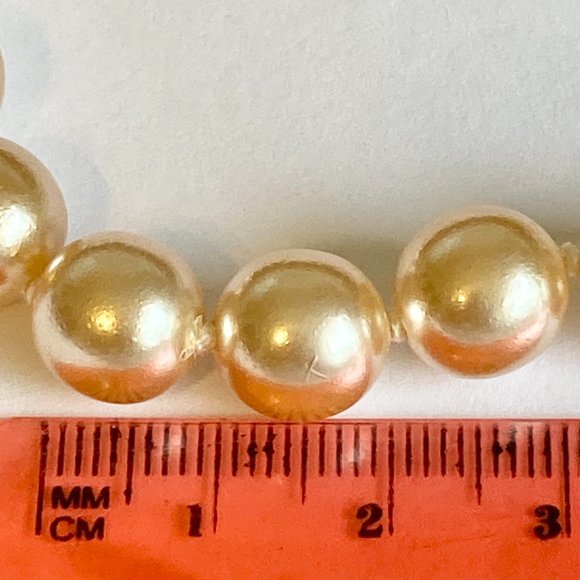 Vintage Cream Glass Pearl Necklace 16" 6mm Hand Knotted Choker Length - Picture 11 of 11